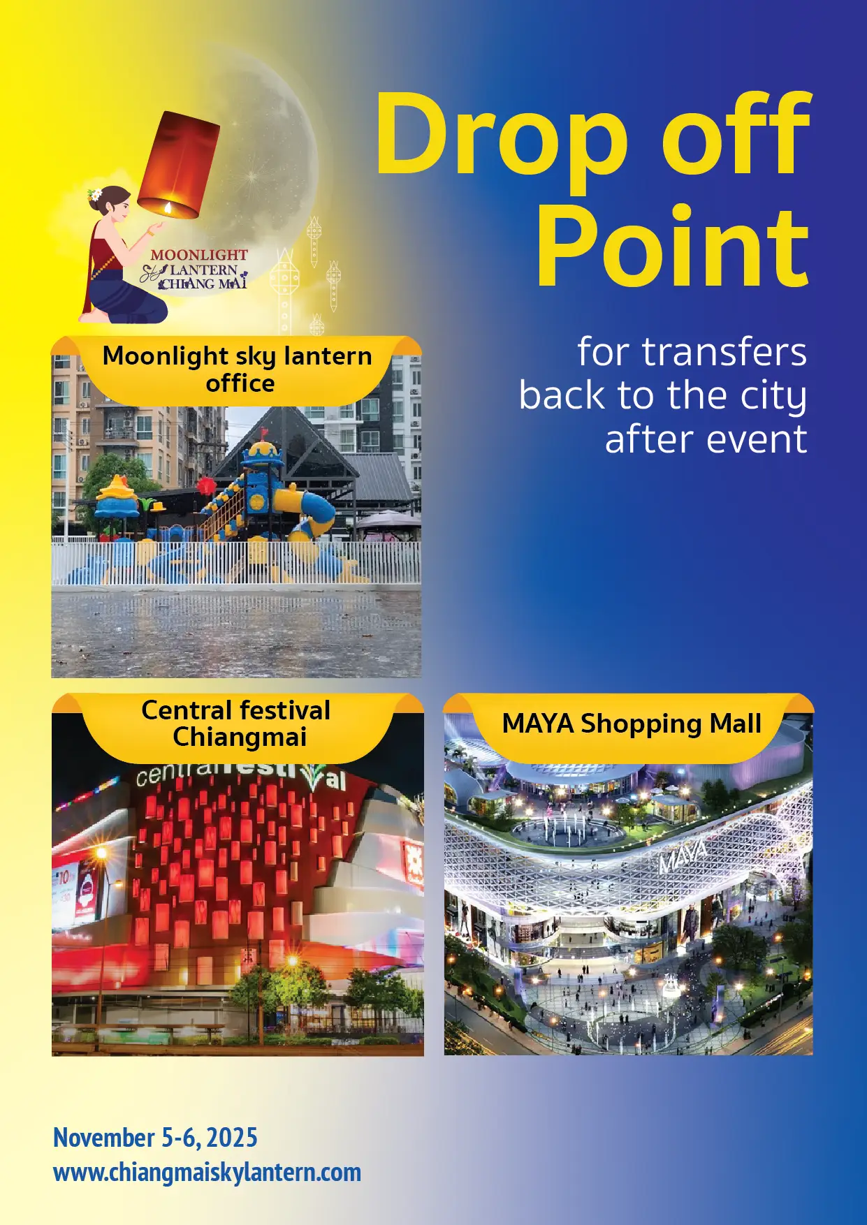 How to back from event 1 moonlight sky lantern 2025 drop off point